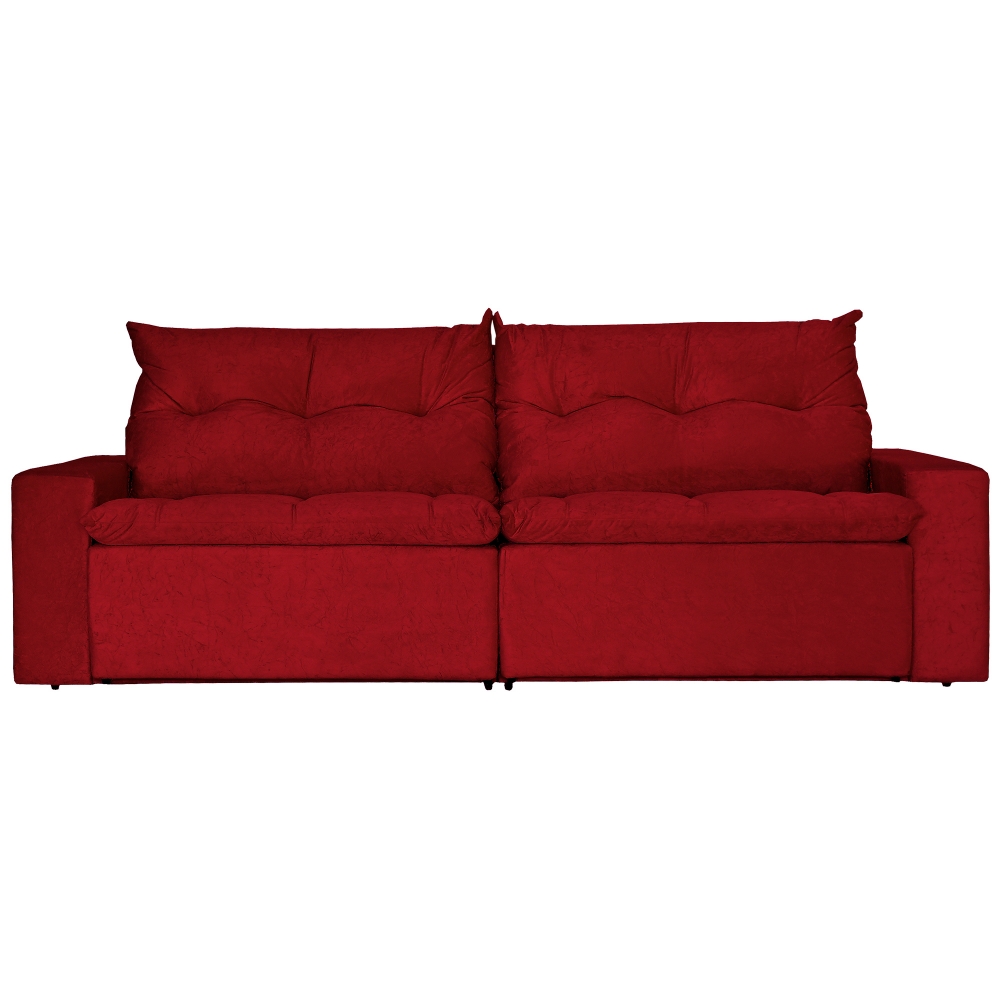 Foto 7 - Sofá 4 Lugares Miró Com Pillow 2,50m Retrátil e Reclinável Suede Amassado Vermelho