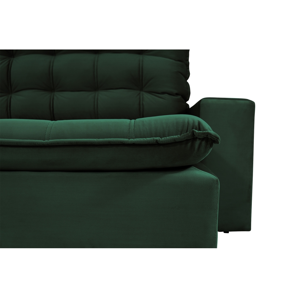 Foto 7 - Sofá 5 Lugares Retrátil e Reclinável com Pillow 14cm Espuma D33 Duque 2,70m Veludo Premium Verde Esmeralda