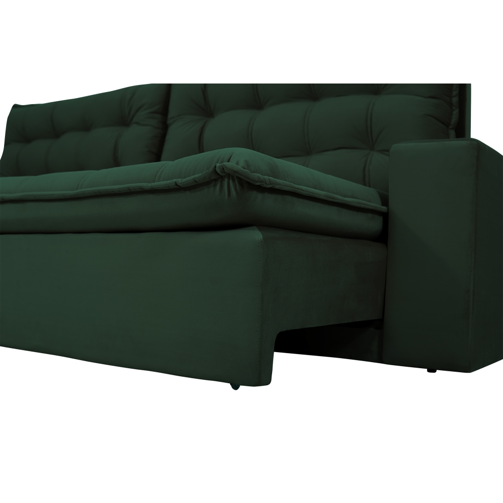 Foto 6 - Sofá 5 Lugares Retrátil e Reclinável com Pillow 14cm Espuma D33 Duque 2,70m Veludo Premium Verde Esmeralda