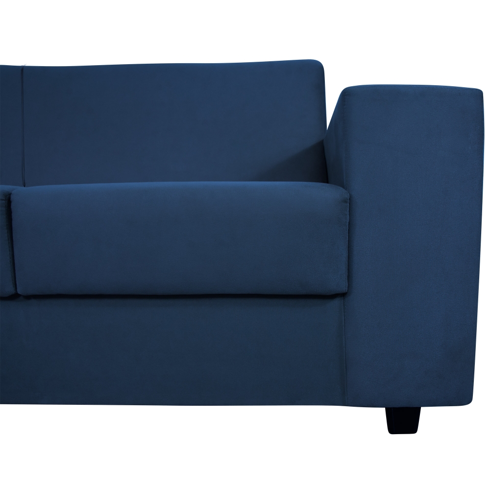Foto 3 - Sofá 3 Lugares com Chaise 1,88m Orion Veludo Azul Marinho