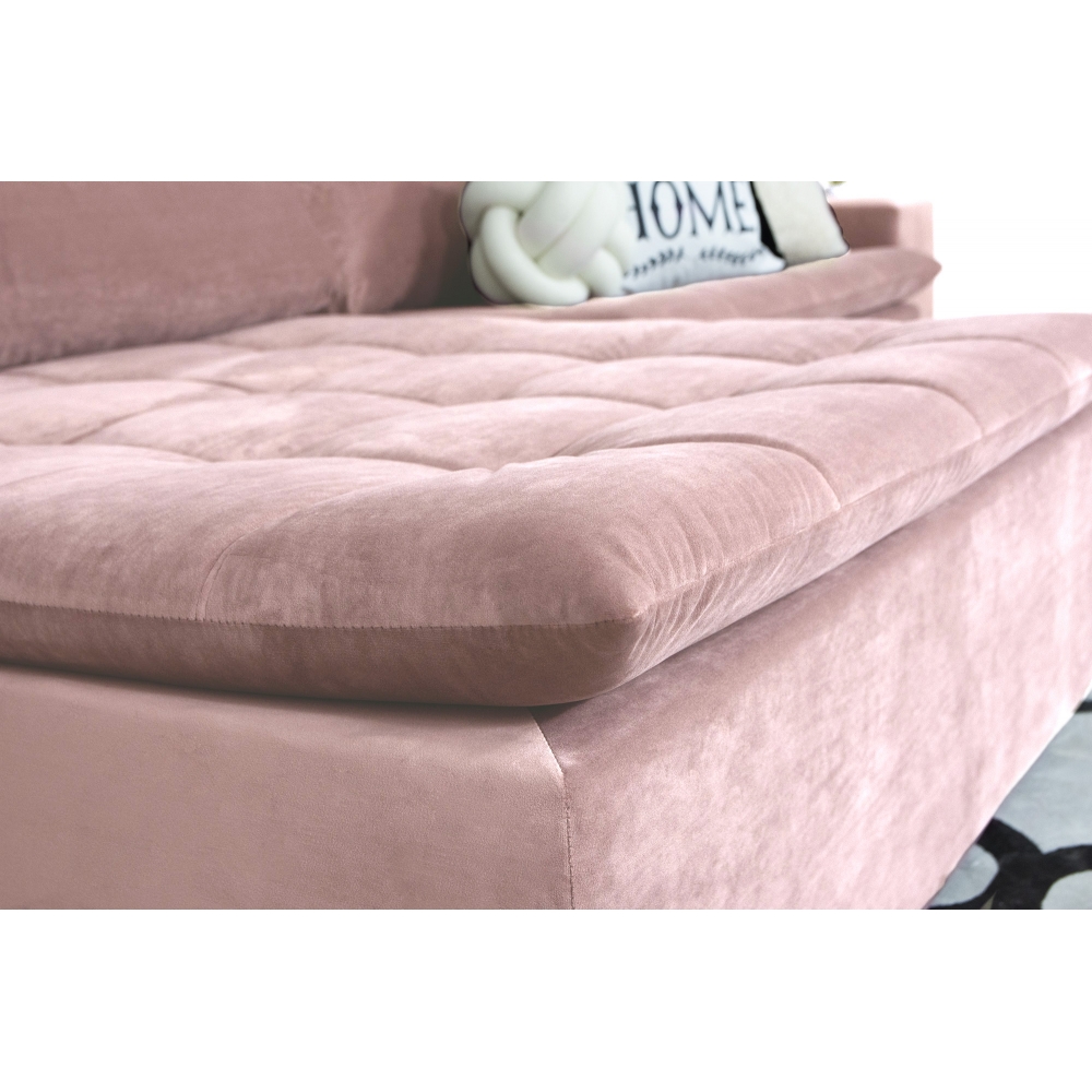 Foto 5 - Sofá Connect Com Pillow Veludo Premium Rosê 5 Lugares 2,90m Retrátil e Reclinável