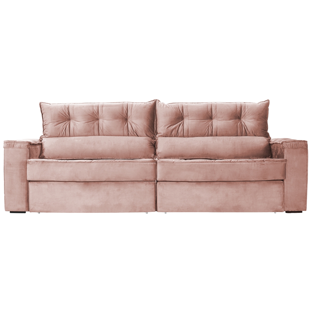 Foto 11 - Sofá 4 Lugares Retrátil E Reclinável Com Pillow e Molas Ensacadas 2,30m Atlas Veludo Premium Rosê