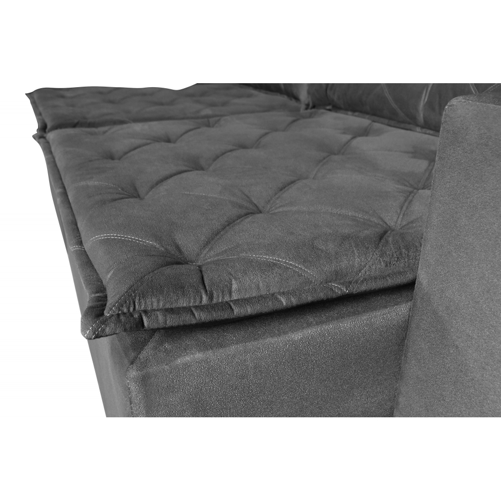 Foto 8 - Sofá 3 Lugares Quality com Pillow Retrátil e Reclinável 2,10m Veludo Cinza