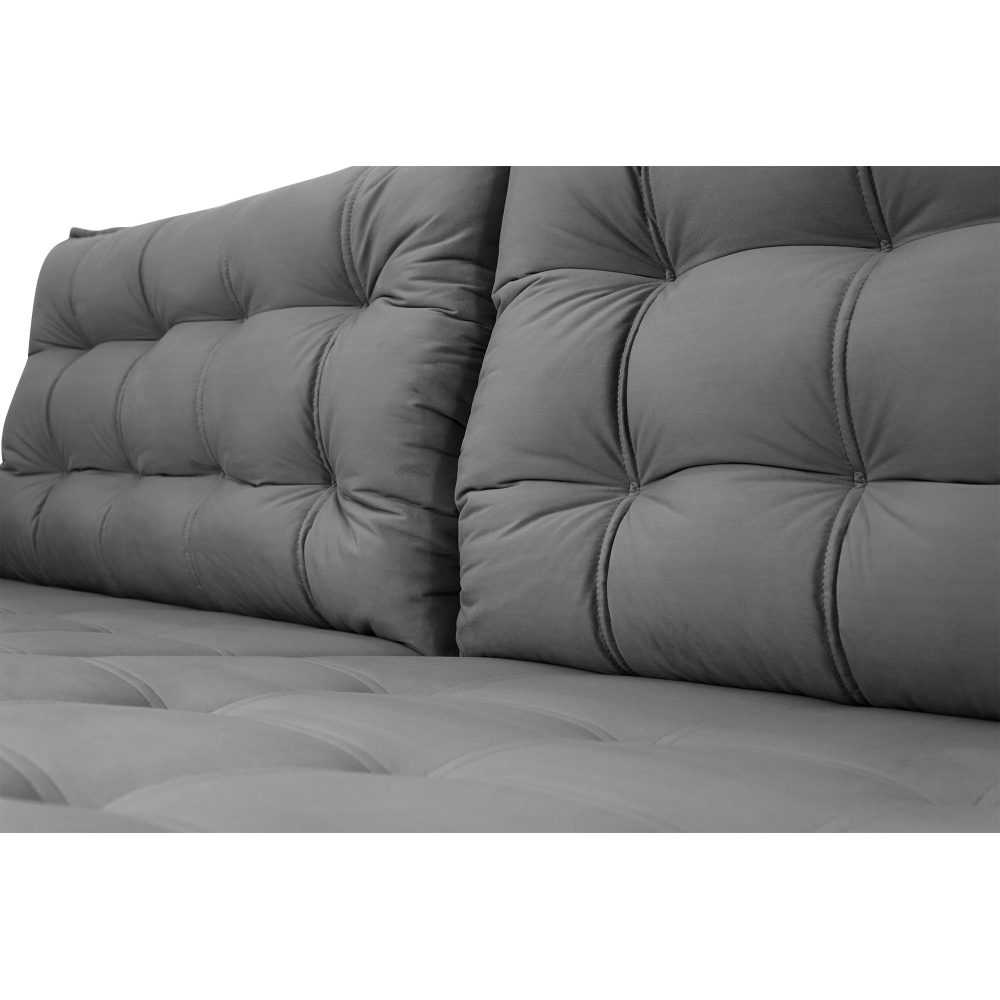 Foto 8 - Sofá 5 Lugares Retrátil e Reclinável com Pillow 14cm Espuma D33 Duque 2,70m Veludo Premium Cinza
