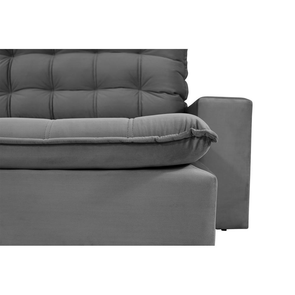 Foto 7 - Sofá 5 Lugares Retrátil e Reclinável com Pillow 14cm Espuma D33 Duque 2,90m Veludo Premium Cinza