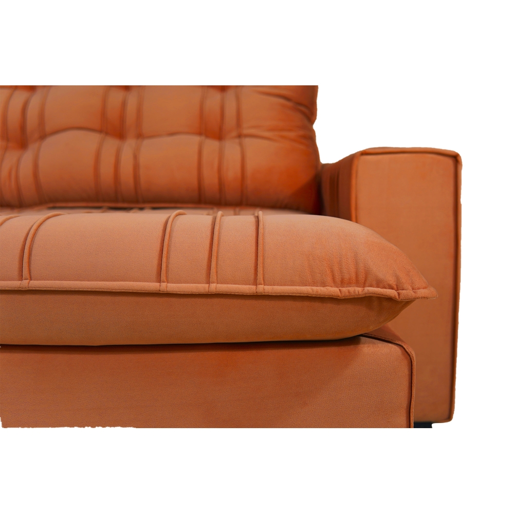 Foto 7 - Sofá 3 Lugares Retrátil E Reclinável Com Pillow e Molas Ensacadas 2,10m Atlanta Veludo Premium Caramelo