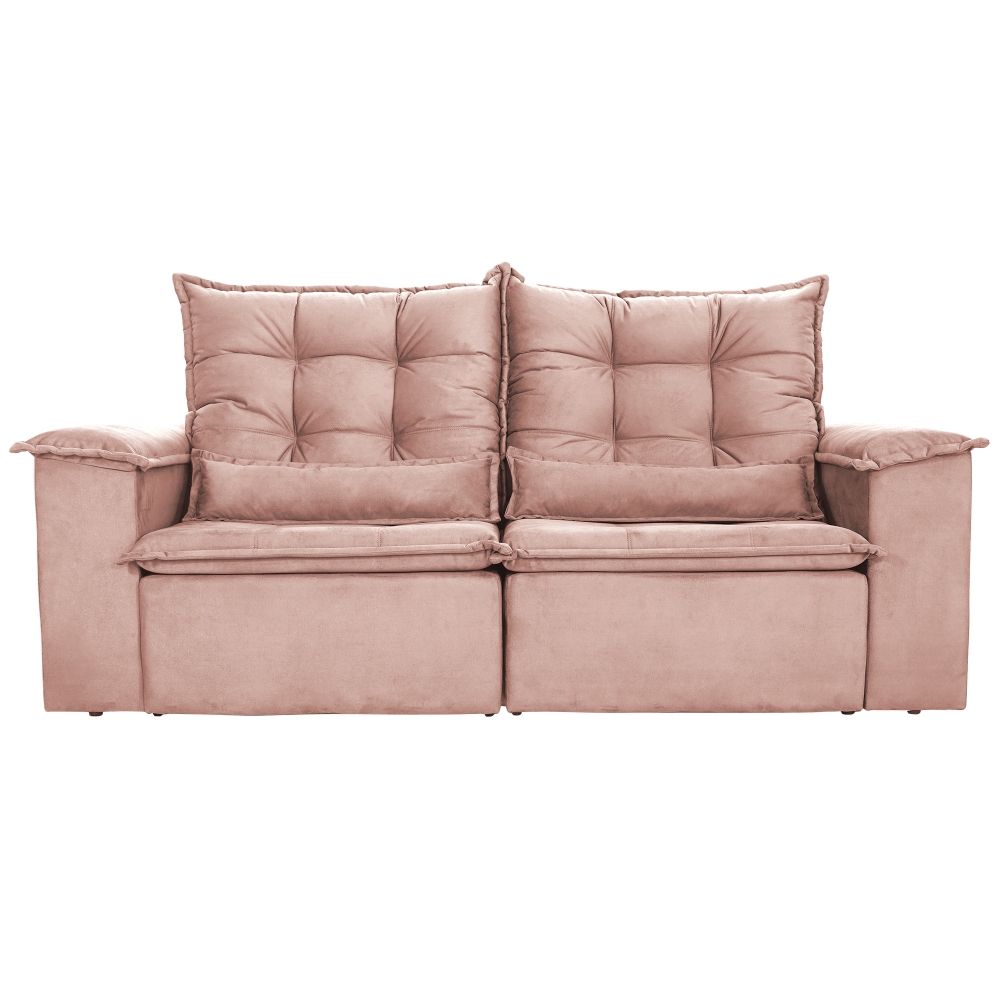Foto 5 - Sofá 3 Lugares Retrátil E Reclinável Com Pillow E Rineira 2,10 Alfred Veludo Premium Rosê