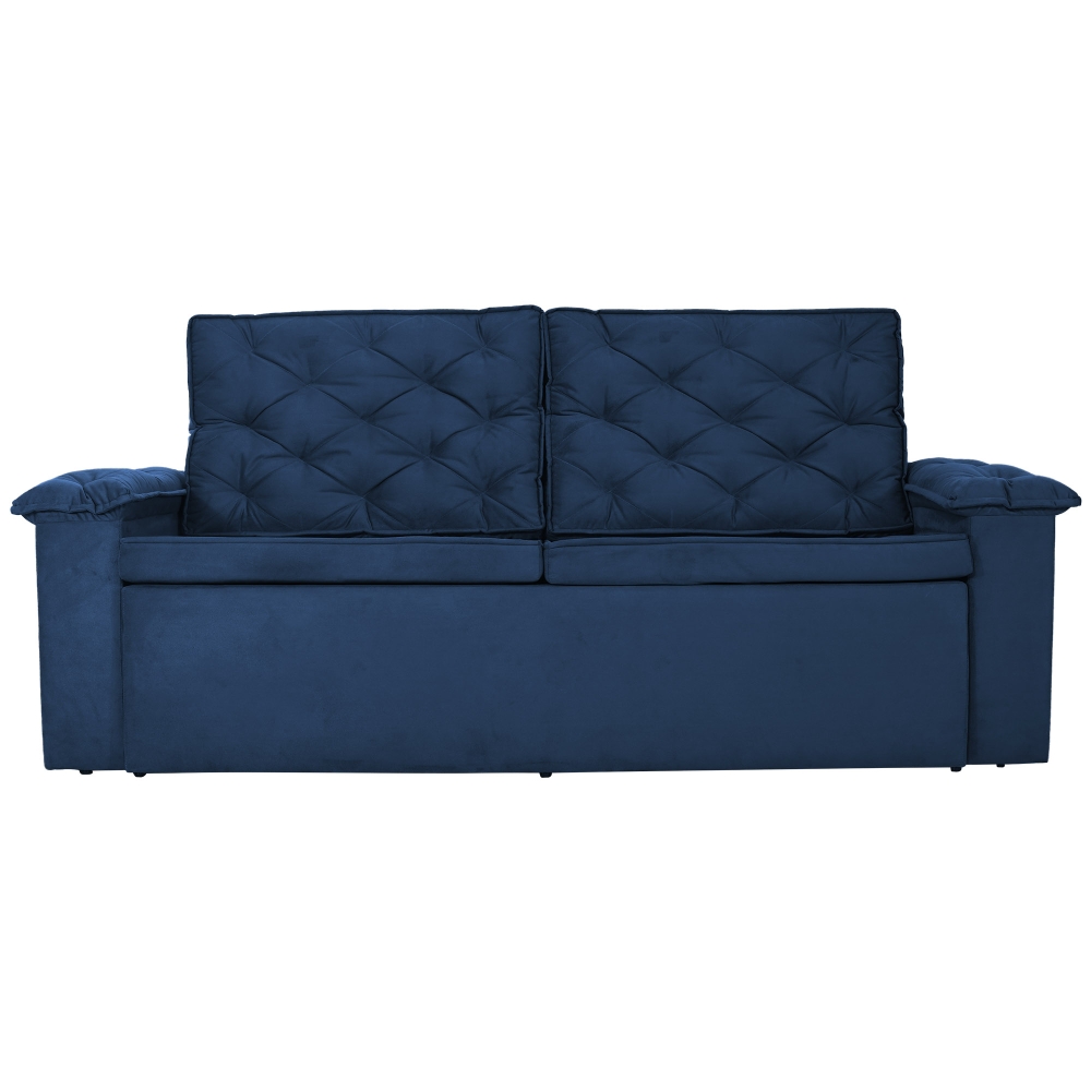 Foto 4 - Sofá 4 Lugares Retrátil E Reclinável Com Pillow Ônix 2,20m Veludo Azul Marinho