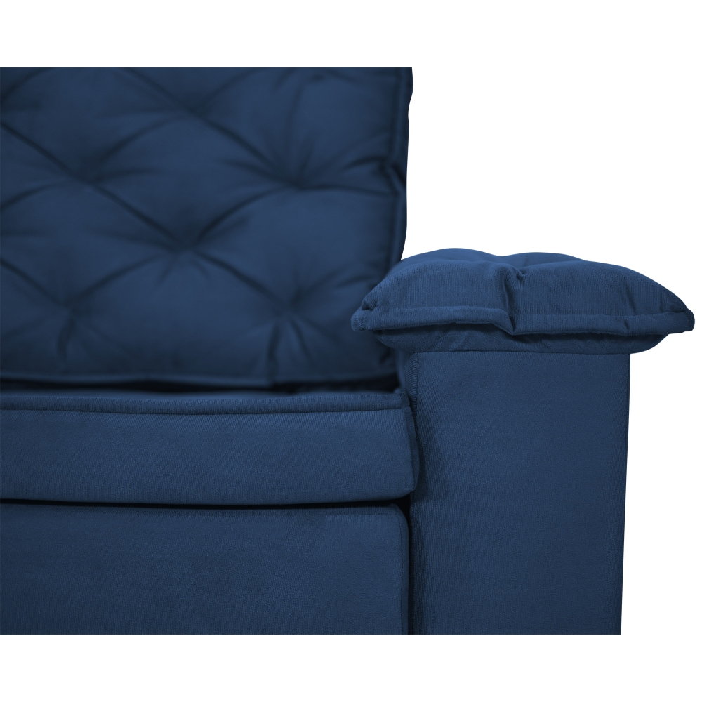 Foto 6 - Sofá 4 Lugares Retrátil E Reclinável Com Pillow Ônix 2,20m Veludo Azul Marinho