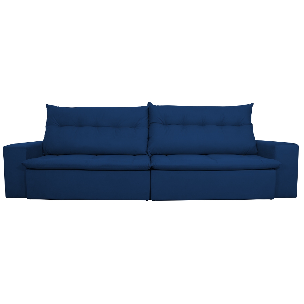 Foto 4 - Sofá 5 Lugares Miró 2,90m Retrátil e Reclinável Com Pillow e Molas Veludo Azul Marinho