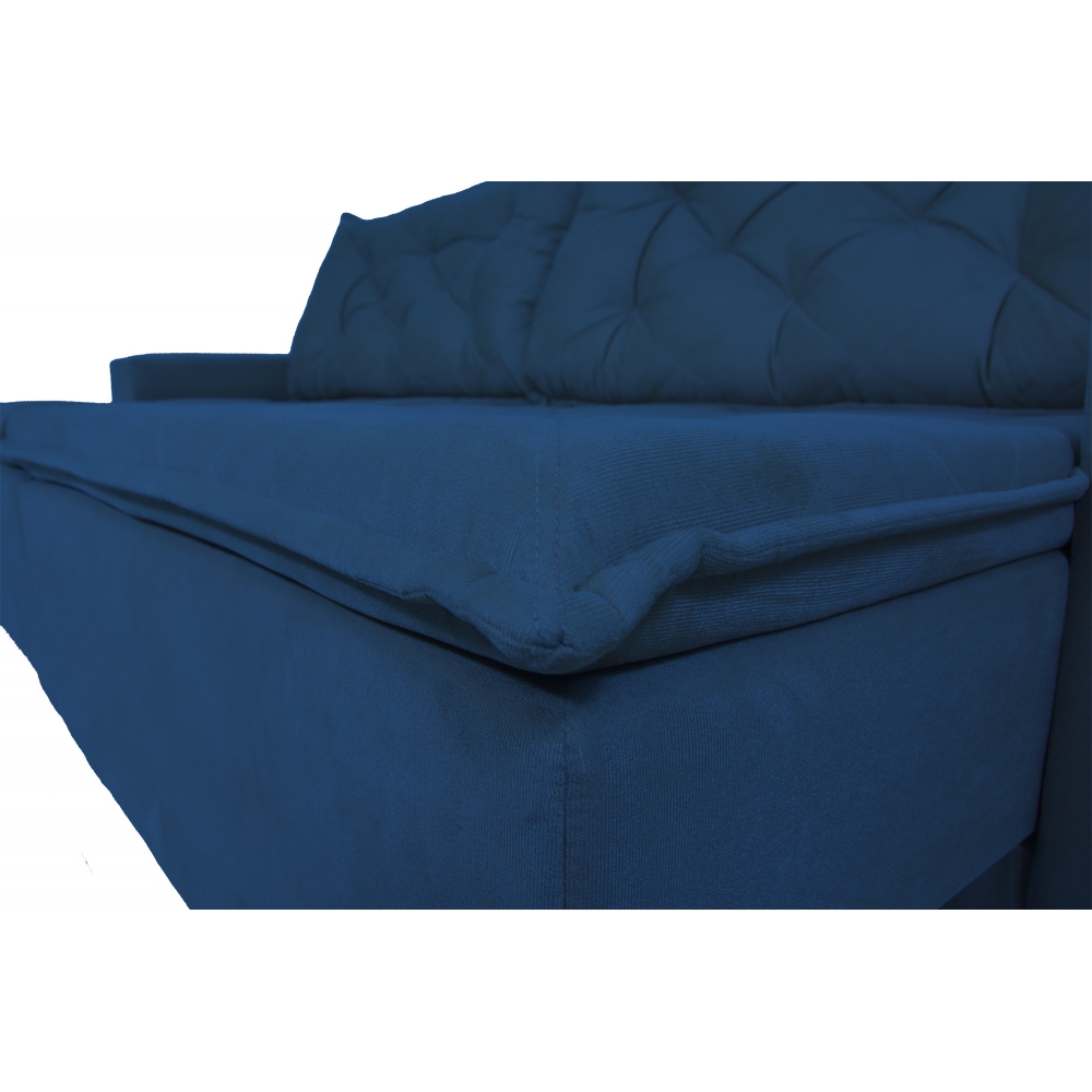 Foto 5 - Sofá 5 Lugares Com Pillow Retrátil E Reclinável 2,70m Ravi Veludo Azul Marinho
