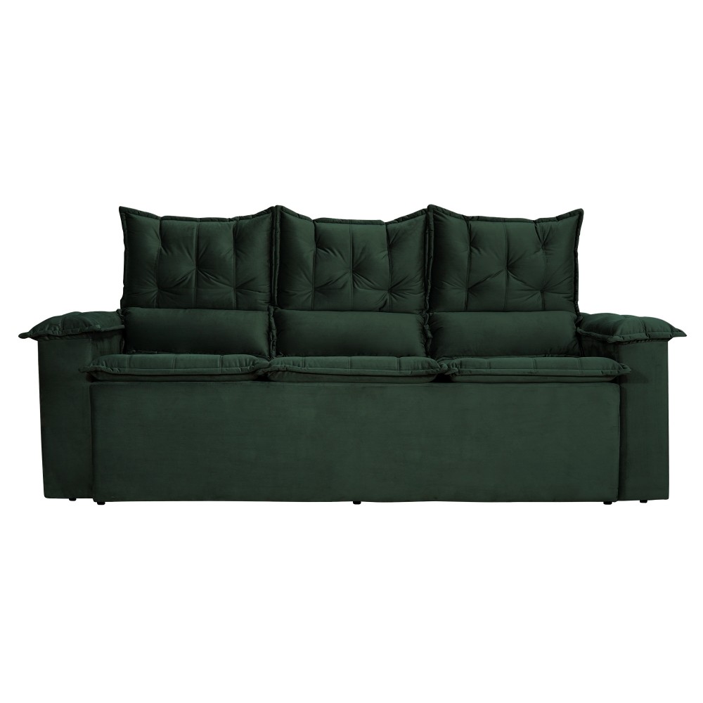 Foto 3 - Sofá 4 Lugares Retrátil E Reclinável Com Pillow 2,20m Dublin Veludo Premium Verde Esmeralda