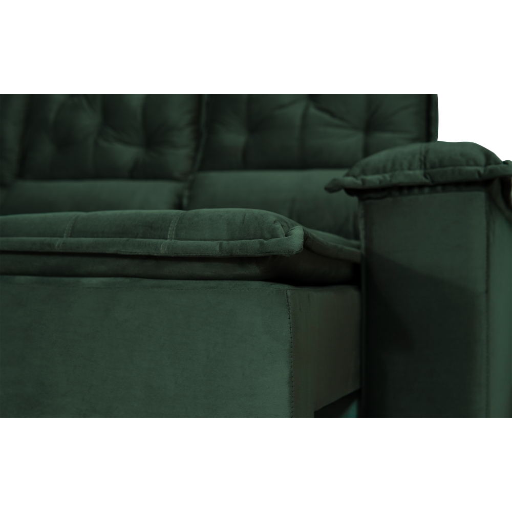 Foto 7 - Sofá 4 Lugares Retrátil E Reclinável Com Pillow 2,20m Dublin Veludo Premium Verde Esmeralda