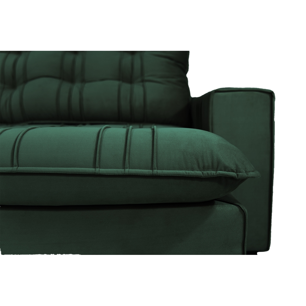 Foto 4 - Sofá 5 Lugares Retrátil E Reclinável Com Pillow e Molas Ensacadas 2,90 Atlanta Veludo Premium Verde Esmeralda