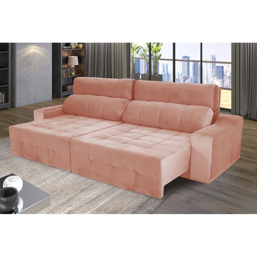 sofá retrátil e reclinável com molas bonnel - Rifletti
