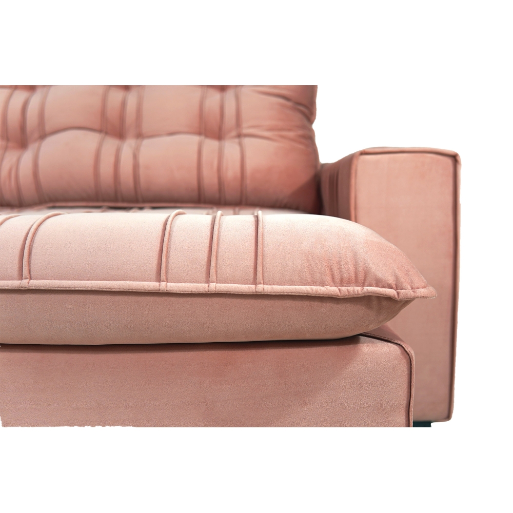 Foto 5 - Sofá 4 Lugares Retrátil E Reclinável Com Pillow e Molas Ensacadas 2,50m Atlanta Veludo Premium Rosê
