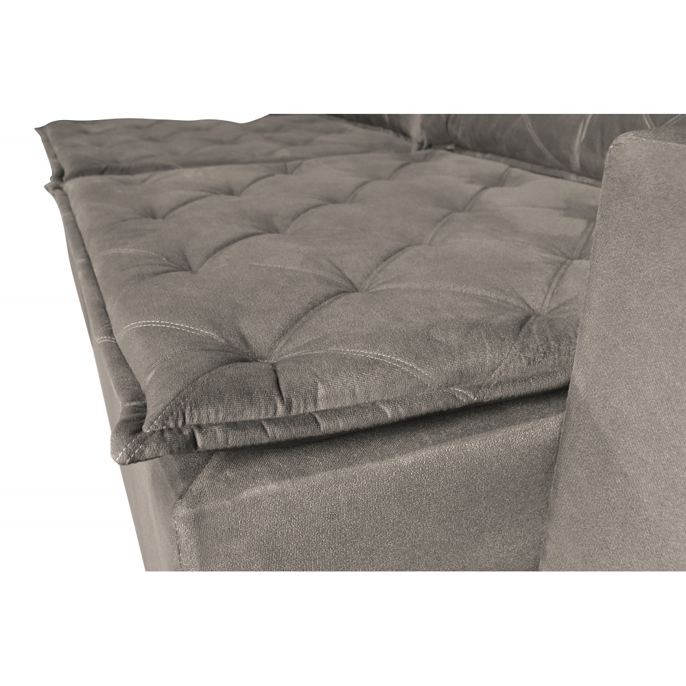Foto 5 - Sofá 3 Lugares Quality com Pillow Retrátil e Reclinável 2,10m Pena Camurça