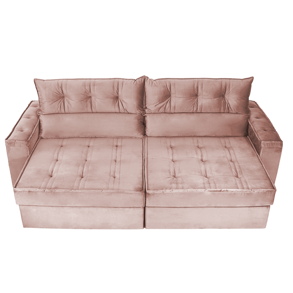 Foto 5 - Sofá 3 Lugares Retrátil E Reclinável Com Pillow 2,10m Atlas Veludo Premium Rosê