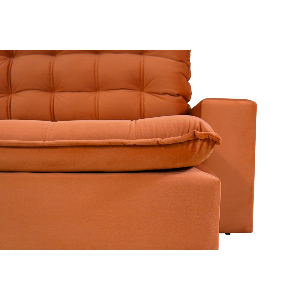 Foto 6 - Sofá 5 Lugares Retrátil e Reclinável com Pillow 14cm Espuma D33 Duque 2,90m Veludo Premium Caramelo